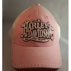 Mujer&apos;s Pink Harley Davidson Baseball Cap Hat  Embroidered Rhinestone Embellish  eb-82450371